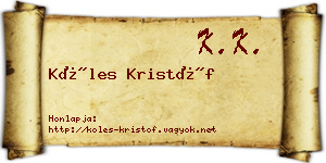 Köles Kristóf névjegykártya