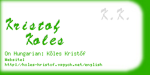 kristof koles business card