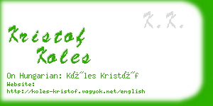 kristof koles business card